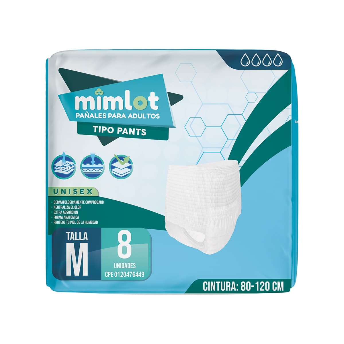 Pañal Para Adulto Tipo Pants 8 pcs — Talla M